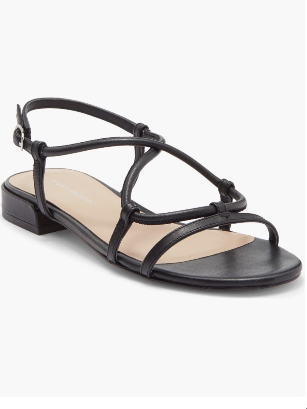 Stuart Weitzman Nilla Strappy Leather Flat Sandals - Black Size 8 - NWT